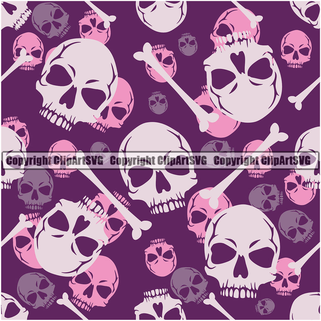 Scary Skull Skeleton Camo Camuflage Seamless Pattern Print Crossbones Big Purple Camouflage Jungle War Wrap Cover Graphic Design Decor Logo