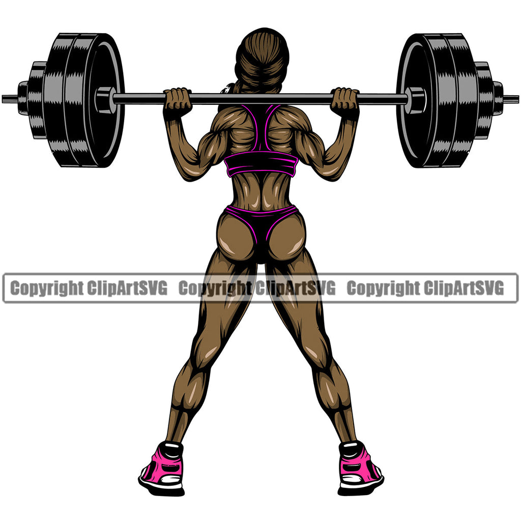 Bodybuilding Sexy Lady Girl Athlete Bodybuilder Fitness Trainer Gym Workout Training Muscle Sport Bodybuild Train Health Healthy Lifestyle Weightlifting Woman Female Flex Weight Pose Fit Body Strong Art Color Design Logo Clipart SVG