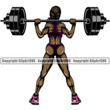 Bodybuilding Sexy Lady Girl Athlete Bodybuilder Fitness Trainer Gym Workout Training Muscle Sport Bodybuild Train Health Healthy Lifestyle Weightlifting Woman Female Flex Weight Pose Fit Body Strong Art Color Design Logo Clipart SVG
