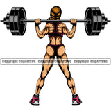 Bodybuilding Sexy Lady Girl Athlete Bodybuilder Fitness Trainer Gym Workout Training Muscle Sport Bodybuild Train Health Healthy Lifestyle Weightlifting Female Woman Flex Weight Pose Fit Body Strong Color Art Design Logo Clipart SVG
