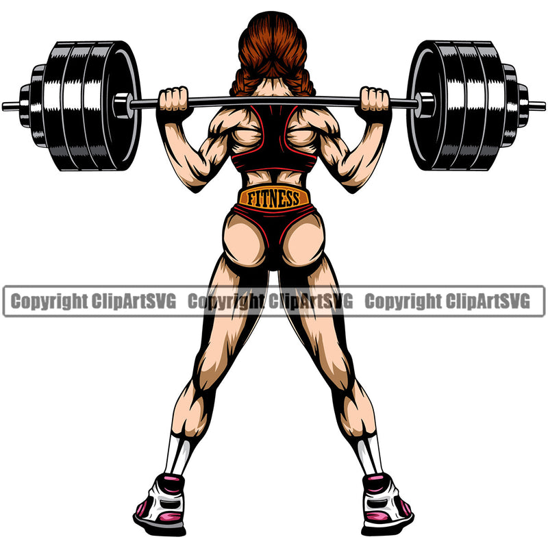 Bodybuilding Sexy Lady Girl Athlete Bodybuilder Fitness Trainer Gym Workout Training Muscle Sport Bodybuild Train Health Healthy Lifestyle Weightlifting Female Woman Flex Weight Pose Fit Body Strong Art Color Design Logo Clipart SVG
