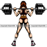 Bodybuilding Sexy Lady Girl Athlete Bodybuilder Fitness Trainer Gym Workout Training Muscle Sport Bodybuild Train Health Healthy Lifestyle Weightlifting Female Woman Flex Weight Pose Fit Body Strong Art Color Design Logo Clipart SVG