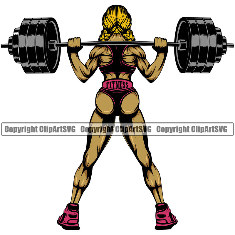 Bodybuilding Sexy Lady Girl Athlete Bodybuilder Fitness Trainer Gym Workout Training Muscle Sport Bodybuild Train Healthy Health Lifestyle Weightlifting Woman Female Flex Weight Pose Fit Body Strong Color Art Design Logo Clipart SVG