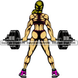 Bodybuilding Sexy Lady Girl Athlete Bodybuilder Fitness Trainer Gym Workout Training Muscle Sport Bodybuild Train Health Healthy Lifestyle Weightlifting Woman Female Flex Weight Fit Pose Body Strong Color Art Design Logo Clipart SVG
