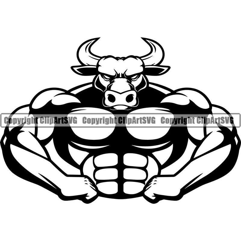 Bodybuilding Bull Bulls Athlete Bodybuilder Fitness Trainer Gym Workout Training Muscle Sport Bodybuild Train Health Healthy Weightlifting Lifestyle Flex Dumbbell Posing Weight Pose Fit Body Strong Art Silhouette Design Logo Clipart SVG
