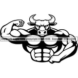 Bodybuilding Bull Bulls Athlete Bodybuilder Fitness Trainer Gym Workout Training Muscle Sport Bodybuild Train Healthy Health Lifestyle Weightlifting Flex Dumbbell Posing Weight Pose Fit Body Strong Art Silhouette Design Logo Clipart SVG
