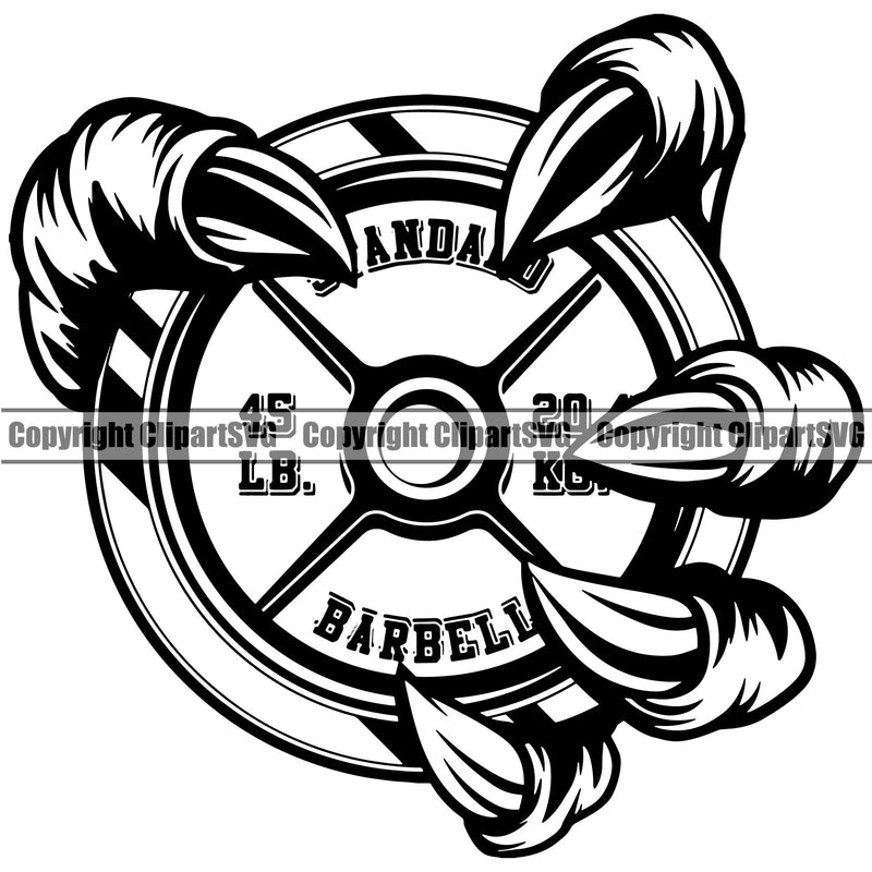 Bodybuilding Athlete Bodybuilder Fitness Trainer Gym Workout Training Muscle Sport Bodybuild Train Health Healthy Lifestyle Weightlifting Weight Plate Animal Claw Work Out Sports Element Silhouette Art Design Logo Clipart SVG