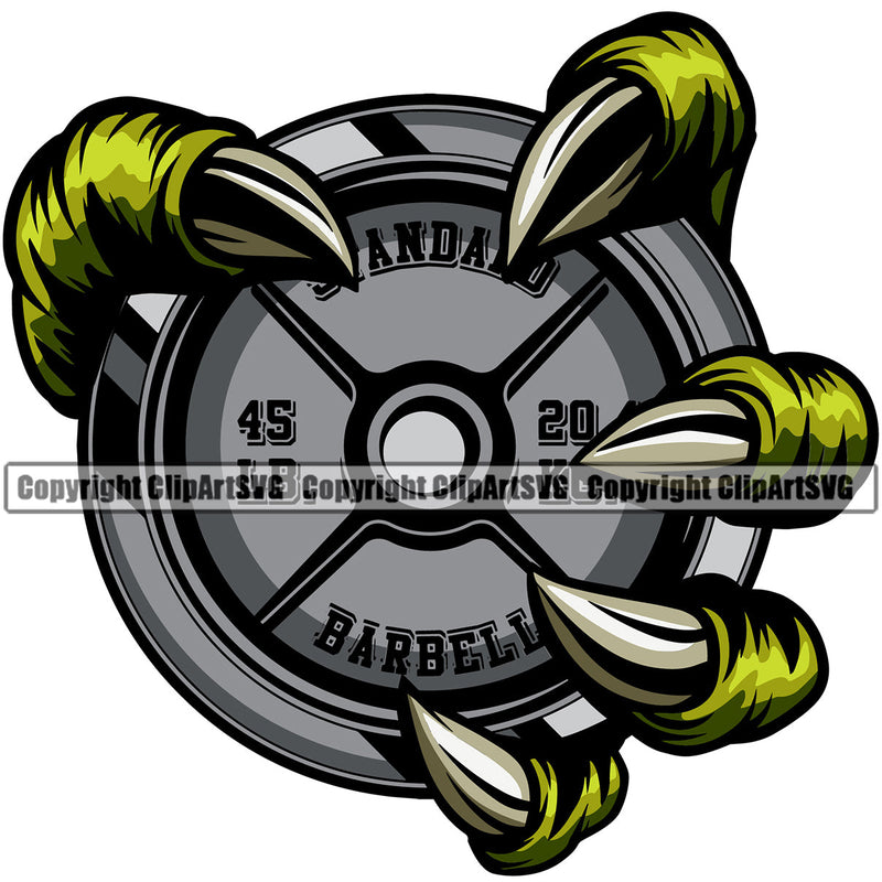 Bodybuilding Athlete Bodybuilder Fitness Trainer Gym Workout Training Muscle Sport Bodybuild Train Health Healthy Lifestyle Weightlifting Weight Plate Animal Claw Work Out Sports Element Green Green Art Design Logo Clipart SVG