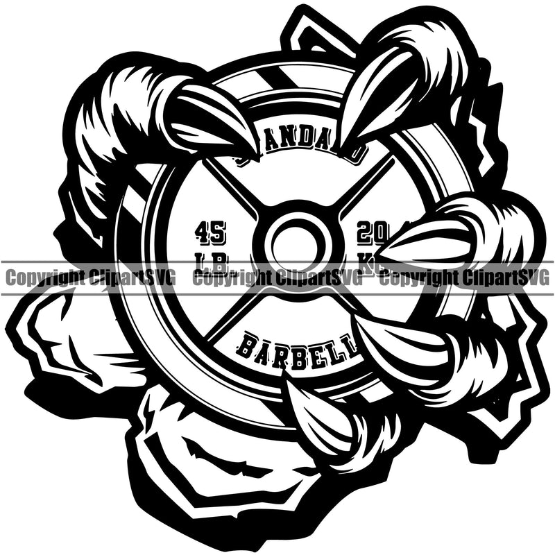 Bodybuilding Athlete Bodybuilder Fitness Trainer Gym Workout Training Muscle Sport Bodybuild Train Health Healthy Lifestyle Weightlifting Weight Plate Animal Claw Break Wall Work Out Element Silhouette Art Design Logo Clipart SVG