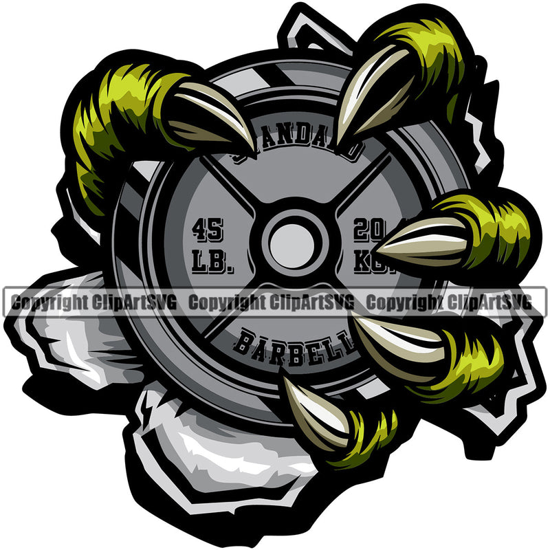 Bodybuilding Athlete Bodybuilder Fitness Trainer Gym Workout Training Muscle Sport Bodybuild Train Health Healthy Lifestyle Weightlifting Weight Plate Animal Claw Break Wall Work Out Element Green Green Art Design Logo Clipart SVG