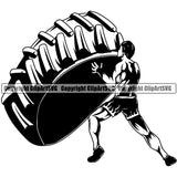 Bodybuilding Athlete Bodybuilder Fitness Trainer Gym Workout Training Muscle Sport Bodybuild Train Health Healthy Lifestyle Weightlifting Crossfit Cross Fit Tire Flex Strong Weight Bar Silhouette Art Design Logo Clipart SVG