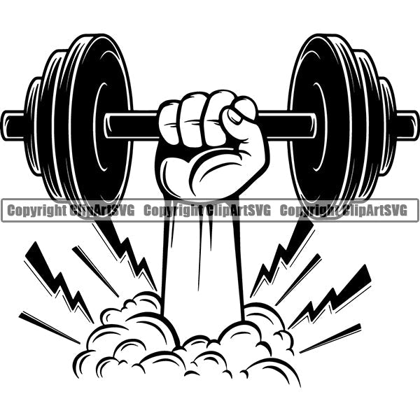 Bodybuilding Athlete Bodybuilder Fitness Trainer Gym Workout Training Muscle Sport Bodybuild Train Health Healthy Lifestyle Weightlifting Hand Holding Dumbbell Weight Plate Bar Working Out Art Silhouette Design Logo Clipart SVG