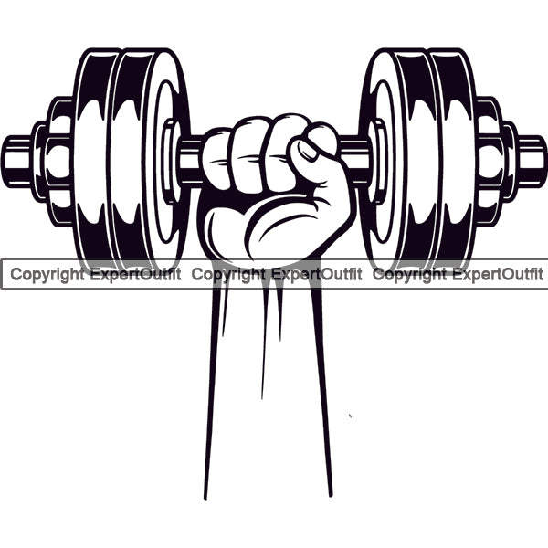 Bodybuilding Athlete Bodybuilder Fitness Trainer Gym Workout Training Muscle Sport Bodybuild Train Healthy Health Lifestyle Weightlifting Hand Holding Dumbbell Weight Bar Flex Fit Body Strong Art Silhouette Design Logo Clipart SVG