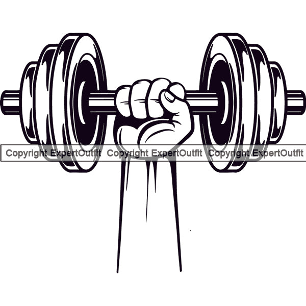 Bodybuilding Athlete Bodybuilder Fitness Trainer Gym Workout Training Muscle Sport Bodybuild Train Health Healthy Lifestyle Weightlifting Hand Holding Dumbbell Flex Weight Bar Fit Body Strong Silhouette Art Design Logo Clipart SVG