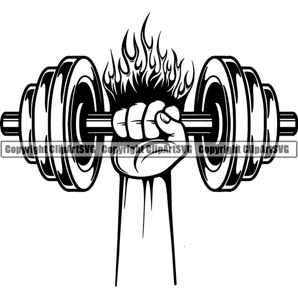 Bodybuilding Athlete Bodybuilder Fitness Trainer Gym Workout Training Muscle Sport Bodybuild Train Health Healthy Lifestyle Weightlifting Hand Holding Dumbbell Rire Weight Bar Flex Fit Body Strong Silhouette Art Design Logo Clipart SVG
