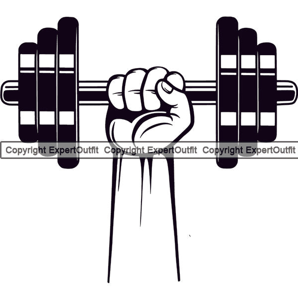 Bodybuilding Athlete Bodybuilder Fitness Trainer Gym Workout Training Muscle Sport Bodybuild Train Health Healthy Weightlifting Lifestyle Hand Arm Holding Dumbbell Weight Bar Flex Fit Body Strong Silhouette Art Design Logo Clipart SVG