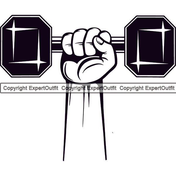 Bodybuilding Athlete Bodybuilder Fitness Trainer Gym Workout Training Muscle Sport Bodybuild Train Health Healthy Lifestyle Weightlifting Arm Hand Holding Dumbbell Weight Bar Flex Fit Body Strong Silhouette Art Design Logo Clipart SVG