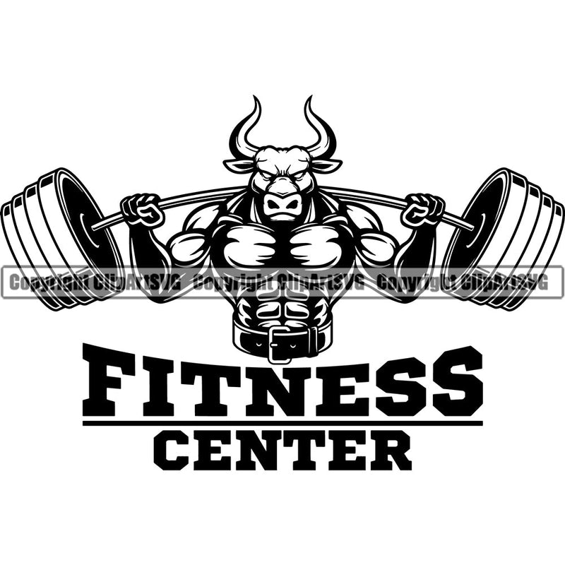 Bodybuilding Athlete Bodybuilder Fitness Trainer Gym Workout Training Muscle Sport Bodybuild Train Health Healthy Lifestyle Weightlifting Bull Bulls Flex Dumbbell Posing Weight Pose Fit Body Strong Full Silhouette Art Design Logo Clipart SVG