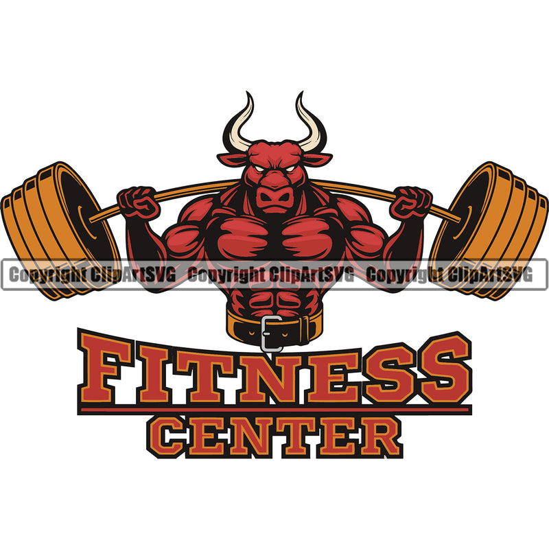 Bodybuilding Athlete Bodybuilder Fitness Trainer Gym Workout Training Muscle Sport Bodybuild Train Health Healthy Lifestyle Weightlifting Bull Bulls Flex Dumbbell Posing Weight Pose Fit Body Strong Full Color Art Design Logo Clipart SVG