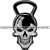 Bodybuilding Scary Skull Kettle Bell Athlete Bodybuilder Fitness Trainer Gym Workout Training Muscle Sport Bodybuild Train Health Healthy Lifestyle Weightlifting Skeleton Kettlebell Bar Working Out Weight Color Art Design Logo Clipart SVG