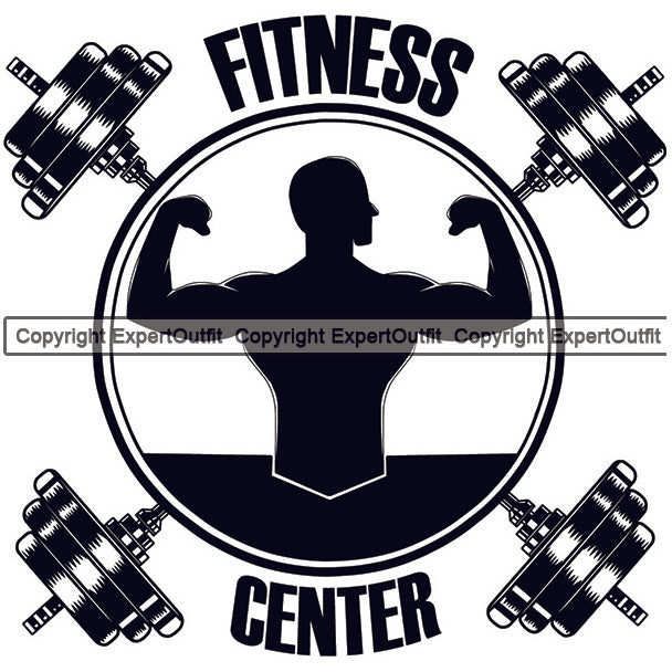 Bodybuilding Athlete Bodybuilder Fitness Trainer Gym Workout Training Muscle Sport Bodybuild Train Health Healthy Lifestyle Weightlifting Flex Fit Strong Flexing Weight Bar Man Male Art Text Silhouette Design Logo Clipart SVG