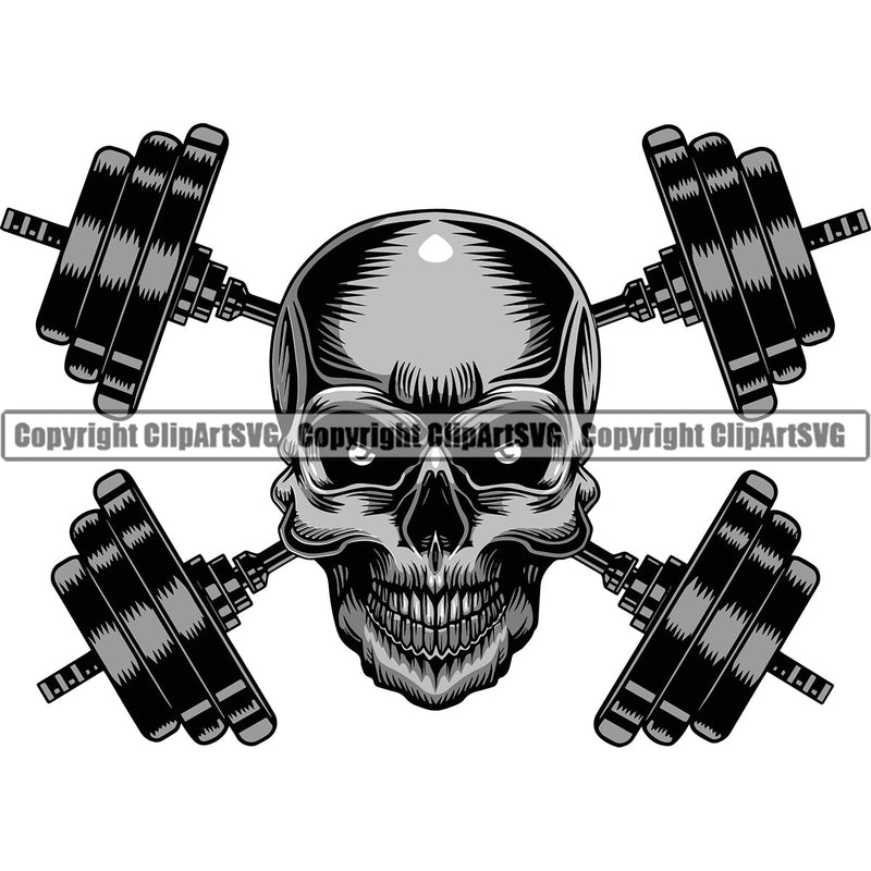 Bodybuilding Skeleton Skull Athlete Bodybuilder Fitness Trainer Gym Workout Training Muscle Sport Train Health Healthy Lifestyle Weightlifting Skeleton Barbell Bar Working Out Weight Color Art Design Logo Clipart SVG
