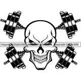 Bodybuilding Skeleton Skull Athlete Bodybuilder Fitness Trainer Gym Workout Training Muscle Sport Bodybuild Train Health Healthy Lifestyle Weightlifting Barbell Skeleton Bar Working Out Weight Silhouette Art Design Logo Clipart SVG