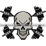 Bodybuilding Skeleton Skull Athlete Bodybuilder Fitness Trainer Gym Workout Training Muscle Sport Bodybuild Train Health Healthy Lifestyle Weightlifting Skeleton Barbell Bar Working Out Weight Color Art Design Logo Clipart SVG
