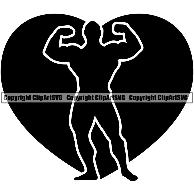 Bodybuilding Athlete Bodybuilder Fitness Trainer Gym Workout Training Muscle Sport Bodybuild Train Health Healthy Lifestyle Weightlifting Pose Posing Working Out Weight He Silhouette Art Design Logo Clipart SVG