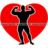Bodybuilding Athlete Bodybuilder Fitness Trainer Gym Workout Training Muscle Sport Bodybuild Train Health Healthy Lifestyle Weightlifting Pose Posing Working Out Weight He Color Art Design Logo Clipart SVG