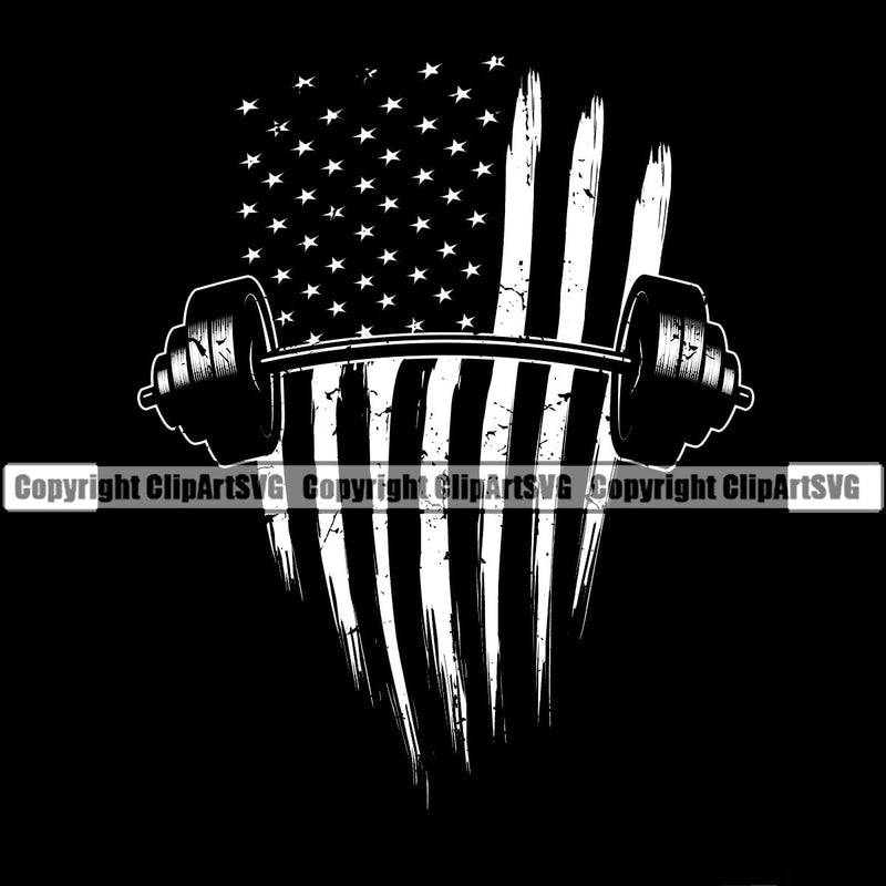 Bodybuilding Athlete Bodybuilder Fitness Trainer Gym Workout Training Muscle Sport Bodybuild Train Health Healthy Lifestyle Weightlifting Barbell Usa Us Flag Bar Working Out Weight Silhouette Art Design Logo Clipart SVG