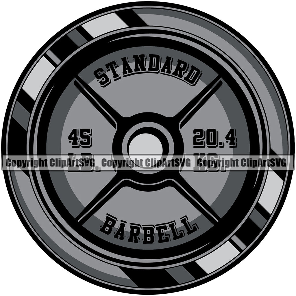 Bodybuilding Athlete Bodybuilder Fitness Trainer Gym Workout Training Muscle Sport Bodybuild Train Health Healthy Lifestyle Weightlifting Weight Plate #6 45 Pound Weights Barbell Bar Color Art Design Logo Clipart SVG