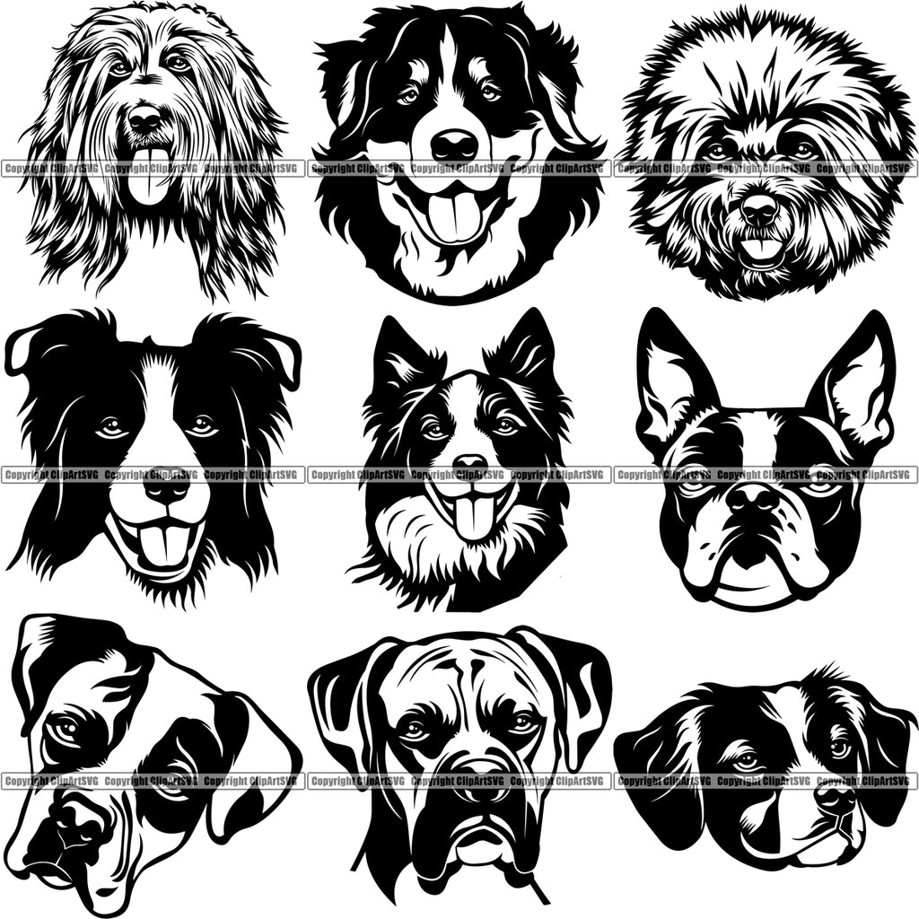 100 DOG BREED HEADS Black/White Designs Volume 02 BUNDLE OF THE CENTURY RETAIL PRICE $300.00!