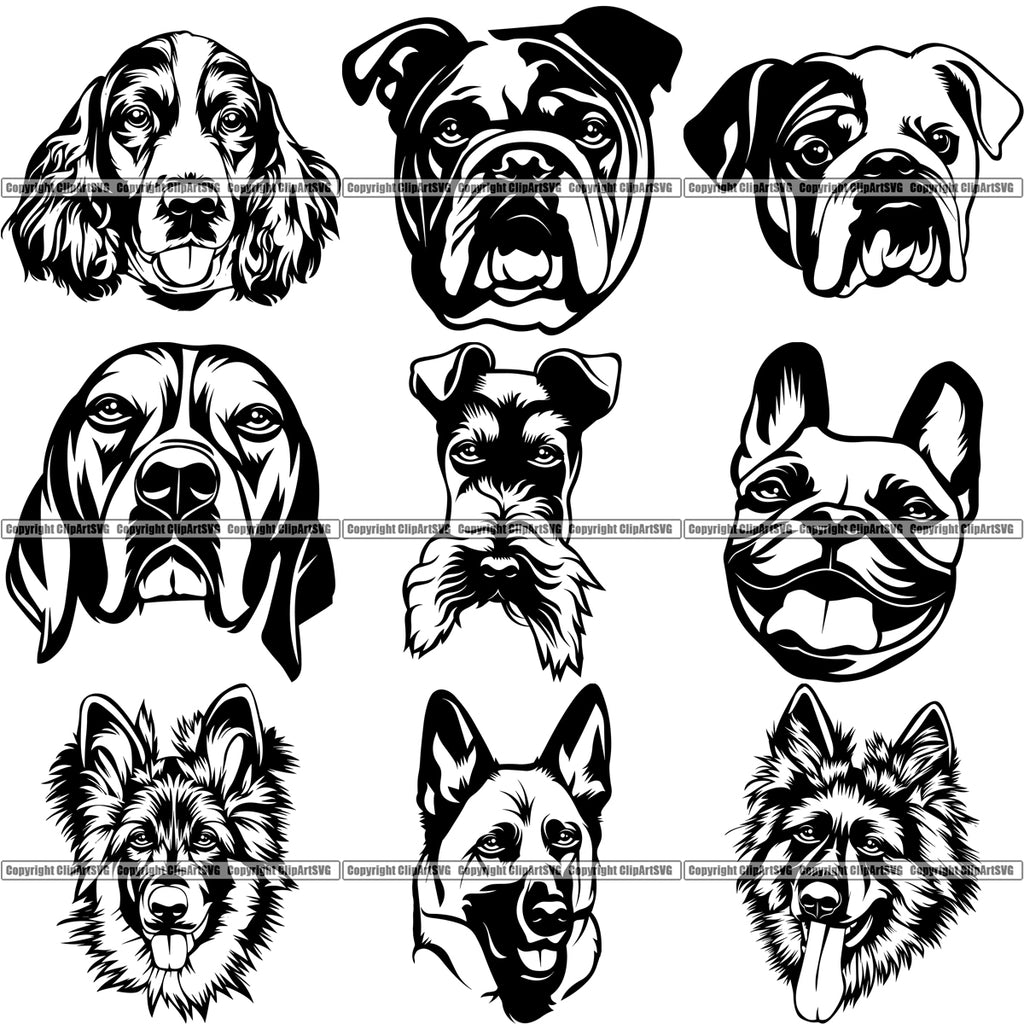 100 DOG BREED HEADS Black/White Designs Volume 01 BUNDLE OF THE CENTURY RETAIL PRICE $300.00!