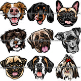 27 Dog Breed Head Face Top Selling Color Designs SUPER BUNDLE ClipArt SVG