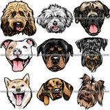 27 Dog Breed Head Face Top Selling Color Designs SUPER BUNDLE ClipArt SVG