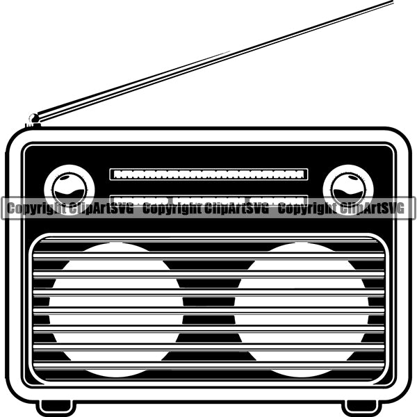 Vintage Radio Player Receiver Cassette Tape Recorder Retro Audio Equipment ClipArt SVG