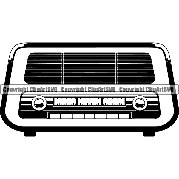 Vintage Radio Player Receiver Cassette Tape Recorder Retro Audio Equipment ClipArt SVG