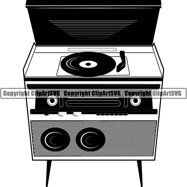 Vintage Radio Player Receiver Cassette Tape Recorder Retro Audio Equipment ClipArt SVG