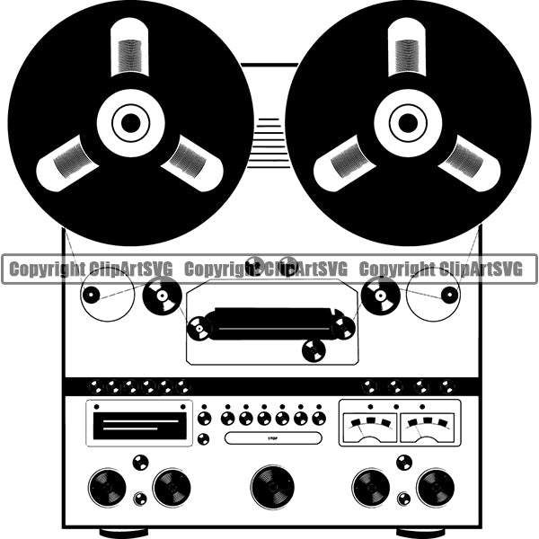 Vintage Radio Player Receiver Cassette Tape Recorder Retro Audio Equipment ClipArt SVG