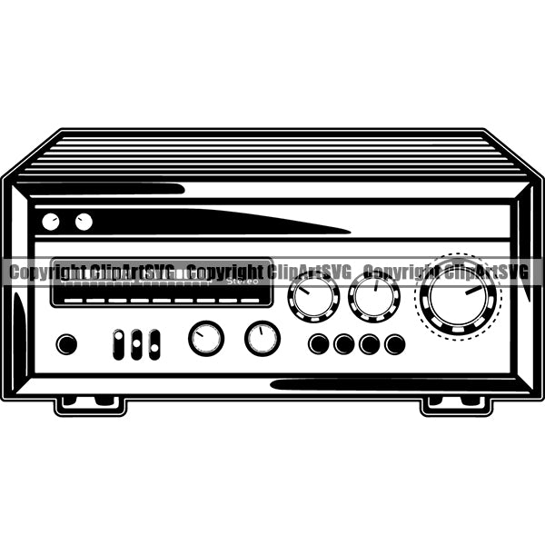 Vintage Radio Player Receiver Cassette Tape Recorder Retro Audio Equipment ClipArt SVG