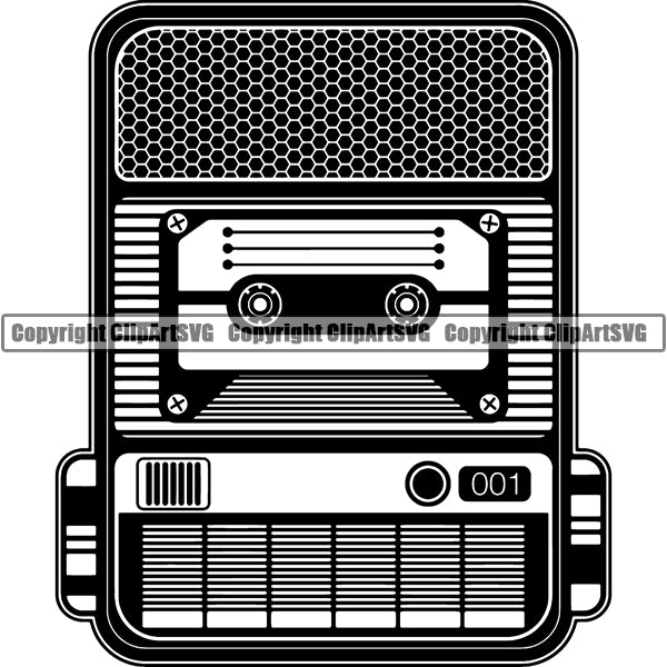 Cassette Tape Recorder Boom Box Boombox Radio Player ClipArt SVG