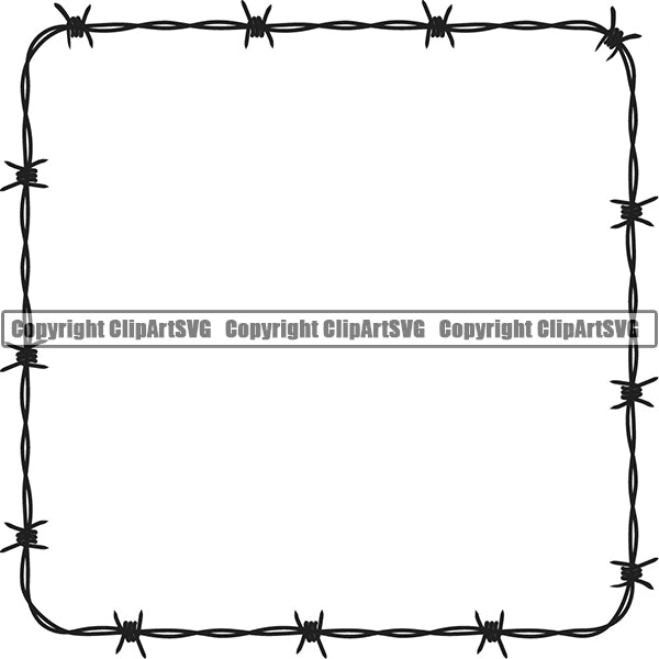 Design Element Barbed Wire Frame Border ClipArt SVG