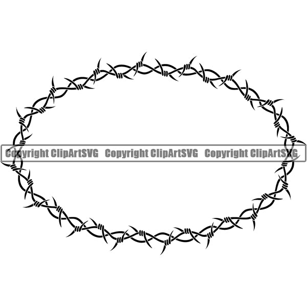 Design Element Barbed Wire Tribal Tattoo Frame Border ClipArt SVG