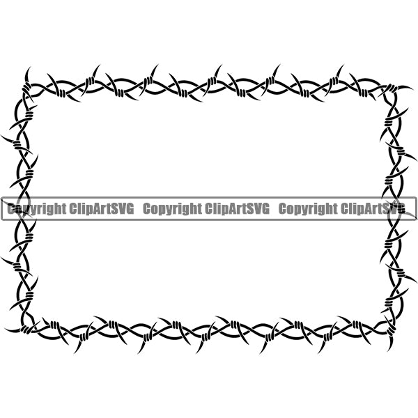 Design Element Barbed Wire Tribal Tattoo Frame Border ClipArt SVG