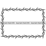 Design Element Barbed Wire Tribal Tattoo Frame Border ClipArt SVG