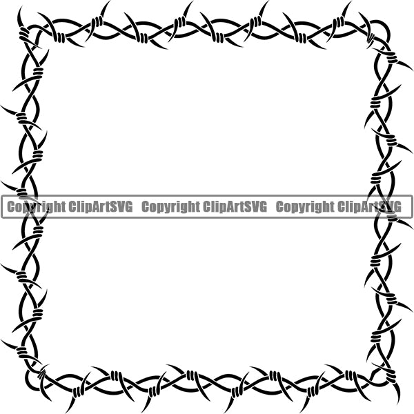 Design Element Barbed Wire Tribal Tattoo Frame Border ClipArt SVG