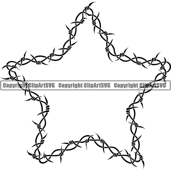 Design Element Barbed Wire Tribal Tattoo Frame Border ClipArt SVG