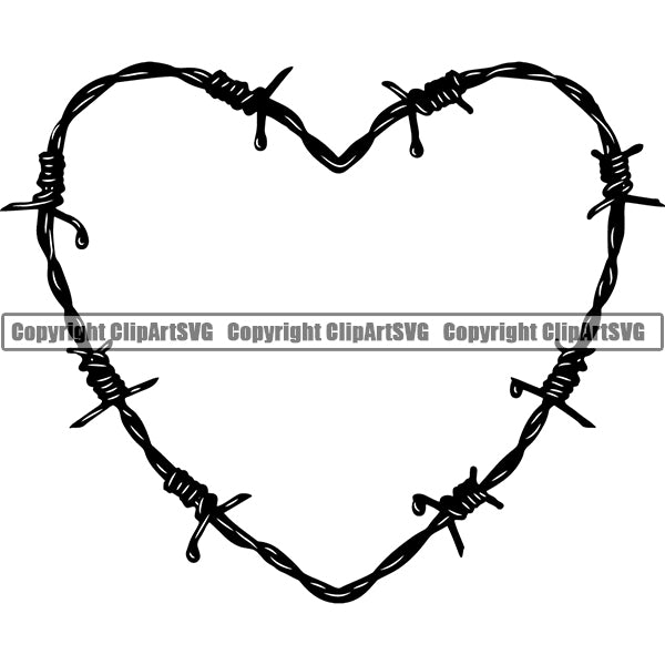 Design Element Heart Shape Barbed Wire ClipArt SVG