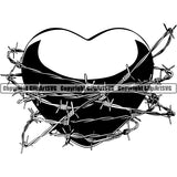 Design Element Heart Shape Barbed Wire ClipArt SVG